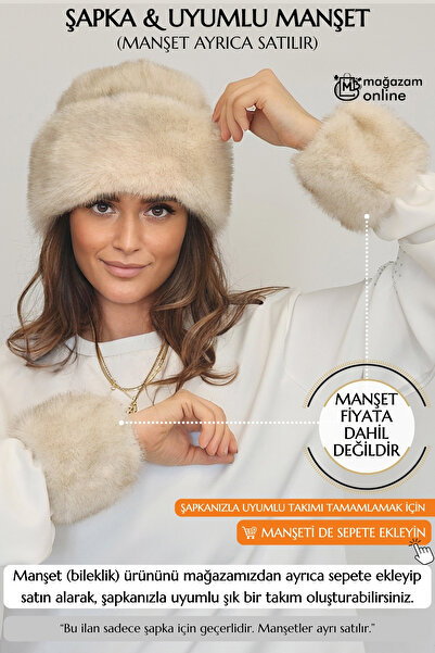 Mağazam Online قبعة كالباك الفاخرة بالأسلوب الملكي الإنجليزي للنساء، قبعة شتوية من الفرو الصناعي - لون مينك إكرو متموج