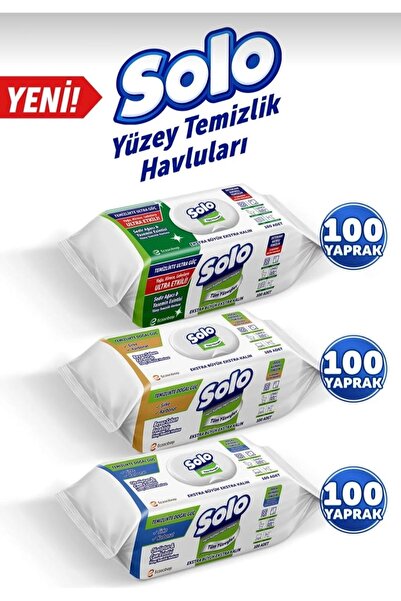 Solo YÜZEY TEMİZLİK HAVLUSU BEYAZ SABUN,OKALİPTÜS, SEDİR 100 LÜ 3 ADET