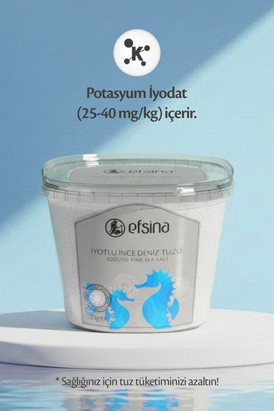 Efsina İyotlu İnce Deniz Tuzu 2 kg Rafine Edilmemiş Tuz Aile Boyu