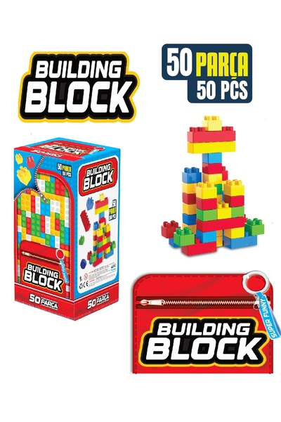 W-Design 50 Parça Yapı Blok Seti Yapı Oyuncak + Hediye 5 Adet Büyük Boy Kalit...