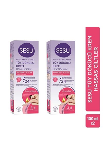 Sesu TÜY DÖKÜCÜ KREM 100 ML HASSAS CİLTLER 2 ADET