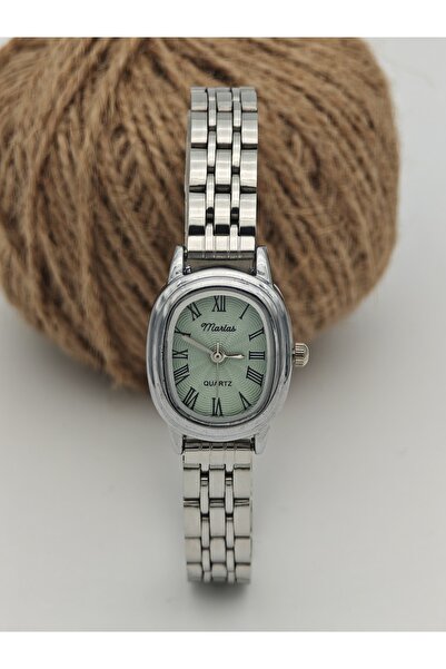 Marlas Retro Women's Wristwatch, Green Dial, Minimal Design, Roman Numeral Dial
