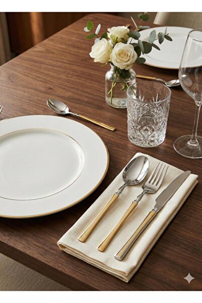 OEM Stainless Steel Cutlery Set 24 pcs, Luxury Edition, Silver and Gold