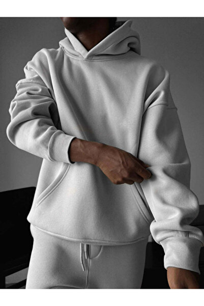 KHAYN ERKEK PAMUKLU OVERSİZE KAPŞONLU KANGURU CEP BASİC HODDİE SWEATSHIRT K7001KSW
