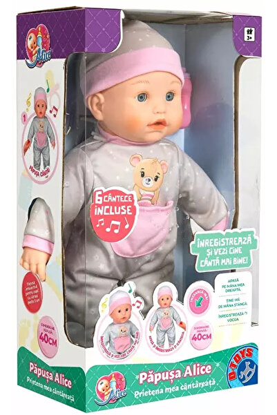 Alice Baby Doll - 6 Songs in Romanian, Voice Recording Function Included, 40 Cm