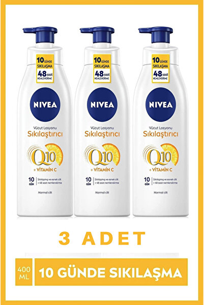 NIVEA Q10 Sıkılaştırıcı Vücut Losyonu Pump 400 ml X3 Adet,10 Günde Sıkılaşmış Ve Esnek Cilt, Avantajlı Boy