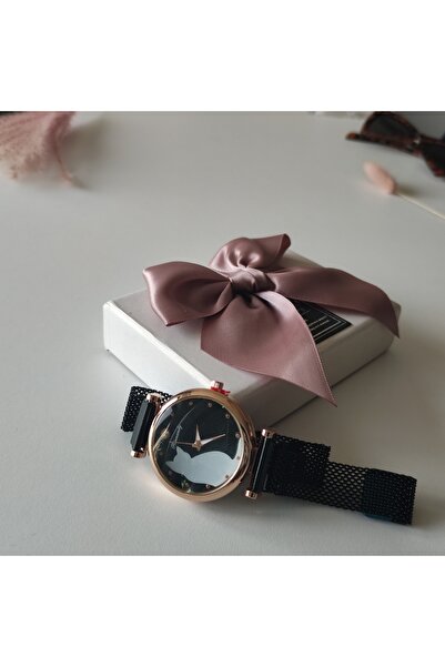 Airmag Ceas dama cu pisica pe cadran, bratara metalica cu inchidere magnetica, quartz