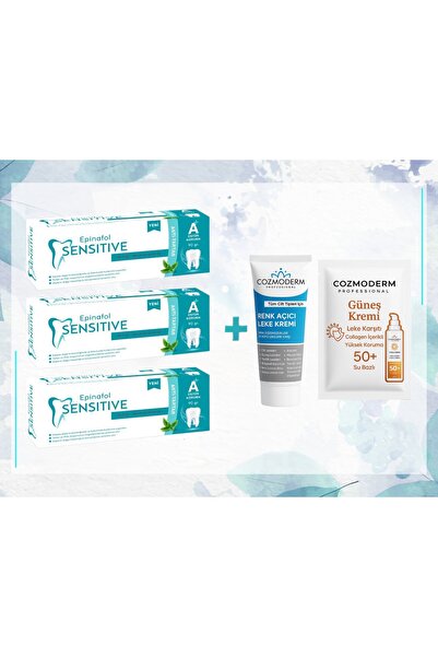 Epinafol Sensitive 3'lü Antitartar Cozmderm leke kremi& Güneş Kremi Hediyeli