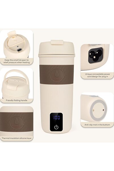 OEM Portable electric thermos 2 in 1 - 350 ml, temperature control and maintenance, stainless steel