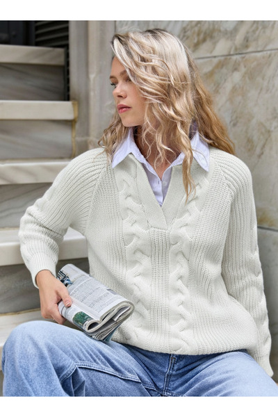 ikomteks Guler cămașă Tricotaj Pulover