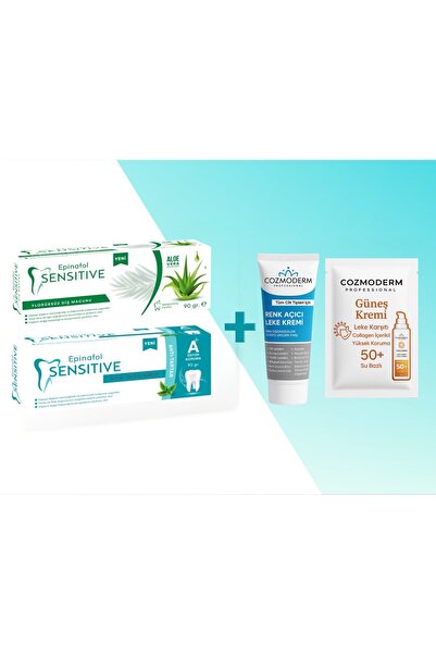 Epinafol Sensitive Flörürlü & Flörürsüz Set Cozmderm Güneş Kremi Hediyeli