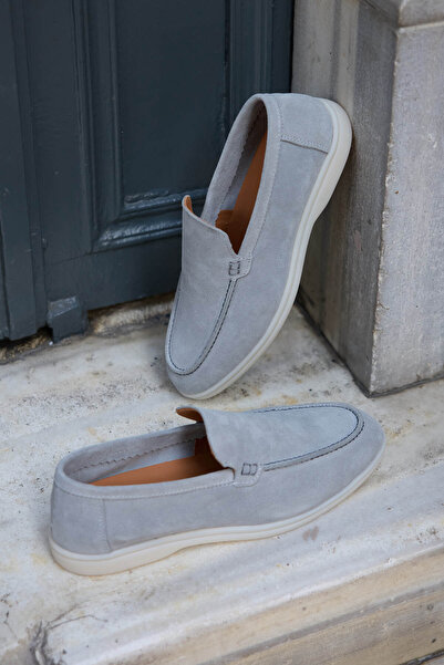 Vantaggio Мъжки мокасини Loop Grey Suede от 100% естествена кожа