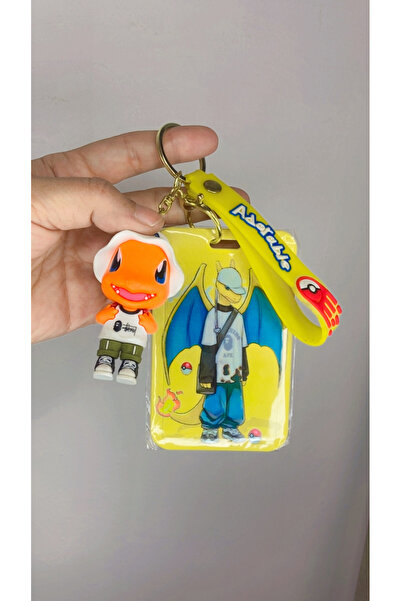 synshop Charmander Dragonite Pokemon Pikachu Silicone Keychain Card Holder Bag Charm Hospital School Gift