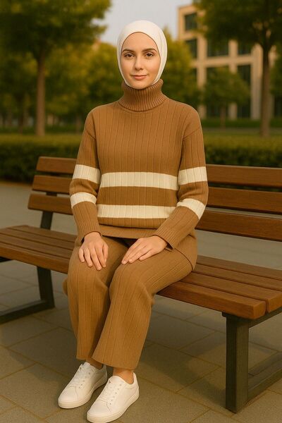 MAY MARA 2-piece fisherman collar knitwear set