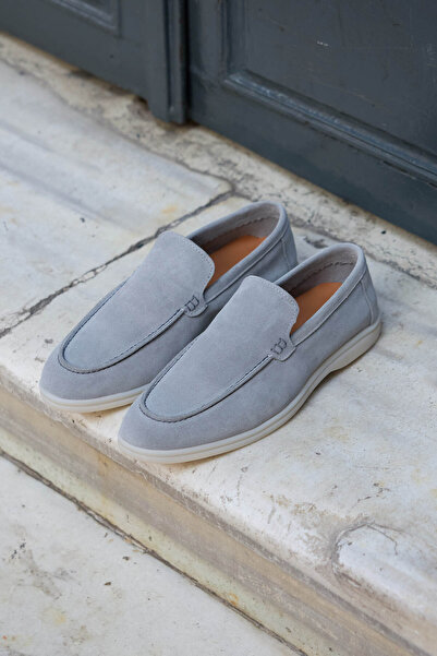 Vantaggio Мъжки мокасини Loop Grey Suede от 100% естествена кожа