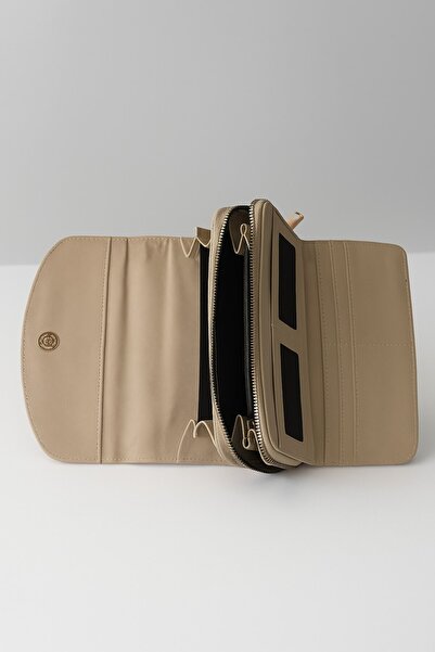 Newish Polo Envelope Model Covered Zippered Faux Leather Women's Portfolio Wallet-Large Size