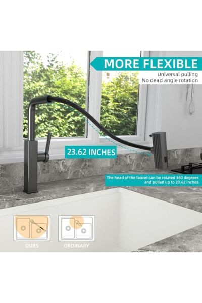 OEM Baterie de bucătărie premium — Cascadă, Jet sau Pulverizare, Pulverizare extractibilă