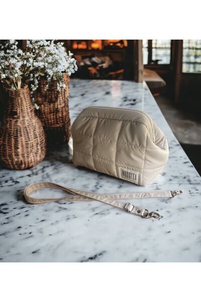 Nuggita Beige Puffer Hidden Scholarship Clutch Hand / Shoulder Bag