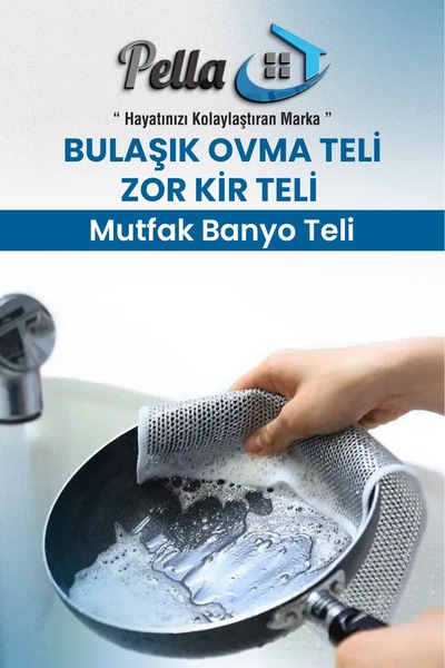 pella 10-Pack Hygienic Dishwashing Wire - Double Layer Hard Dirt and Grease Remover (20X20 cm)