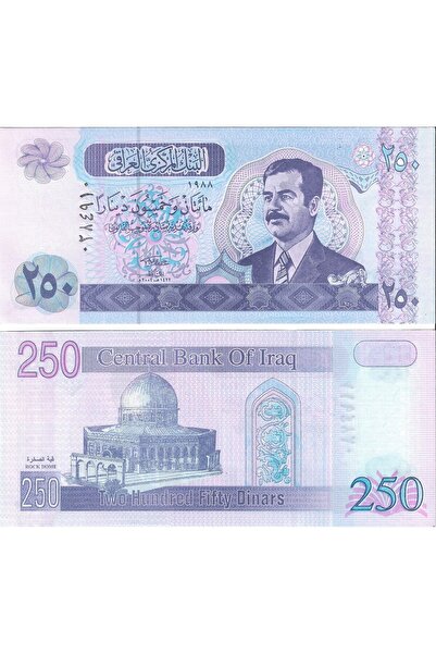 Genel Markalar Irak Saddam Hüseyin 250 Dinar Yabancı Kağıt Para Çil (Unc) Kol...