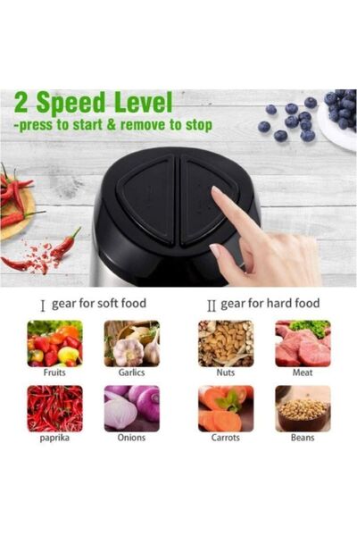 susabun 2-liter electric meat and vegetable chopper, 4 high-quality stainless steel blades