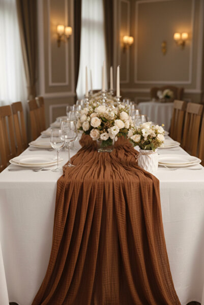 KAMİZ Bohemian Runner Tablecloth Modern Home Decor Wedding Engagement Table Cloth Dowry Set 100% Cotton