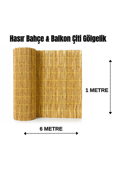 özgazi Doğal Kamış Hasır Çit Bahçe, Balkon ve Gölgelik Dekorasyonu 1 Metre Yükseklik X 6 Metre Uzunluk
