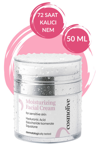 Cosmolive Yüz Kremi | Hassas Ciltler Için | Hyaluronik Asit | Nemlendirici