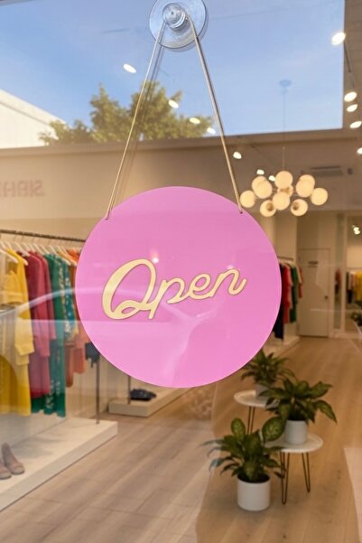 Yalıgraf Reklam Tabela Mağaza Açık Kapalı Yazısı (Open-Close) Pembe Gold 17 cm