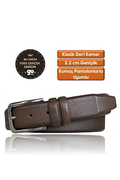 GoDeri 100% Γνήσιο Δέρμα Ποιότητας, Σκούρο Καφέ Κλασικό, Υφασμάτινη Ζώνη Παντελονιού 3,5 cm=dk-142-143-144