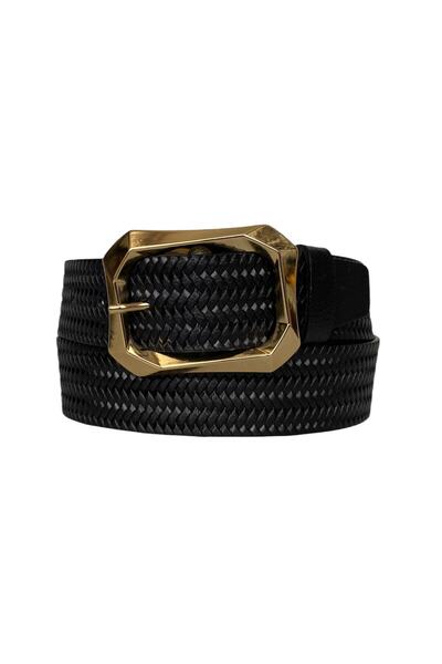 GoDeri حزام جينز نسائي أسود من الجلد الطبيعي 100% بإبزيم ذهبي 4 سم = نوع00419802382