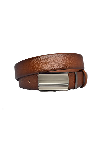 GoDeri 100% Genuine Leather, CLAMSHELL BUCKLE, brown Classic, Fabric Trouser Belt 3.5 cm