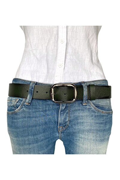 GoDeri 100% piele naturală, cu cataramă nichel neagră, curea de blugi pentru femei, verde, 4 cm=an-byn-23