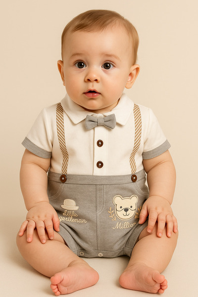 GMG Baby بذلة مع ربطة عنق ليتل جنتلمان رمادي