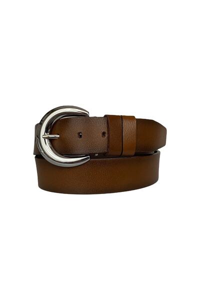 GoDeri 100% натуральна шкіра, блискуча срібна пряжка, коричневий жіночий ремі...