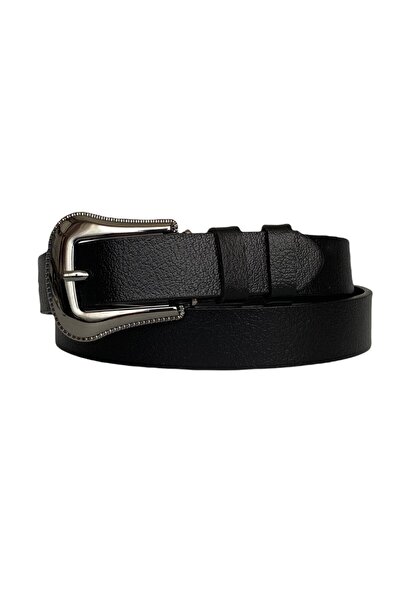 GoDeri حزام نسائي أسود رفيع 100% من الجلد الطبيعي بإبزيم نيكل أسود، 3 سم = 3 سم-kdn-33