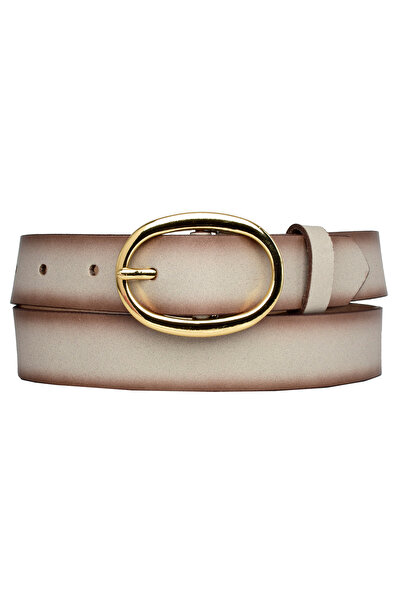 GoDeri 100% جلد طبيعي، إبزيم بيضاوي ذهبي 3 سم حزام نسائي من فرو المنك؛ فستان، حزام بنطلون = 3 سم-kdn-36