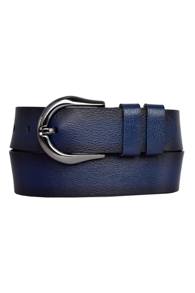 GoDeri 100% натуральна шкіра, чорна нікелева пряжка 4 см, темно-синій жіночий ремінь; джинси, спортивний ремінь=an-byn-70.nikel