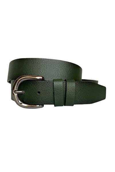 GoDeri 100% piele naturală, cu cataramă argintiu mat, curea verde pentru blugi pentru femei 4 cm=an-byn-71