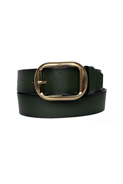 GoDeri 100% piele naturală, curea de blugi de damă verde cu cataramă aurie 4 cm=an-byn-44