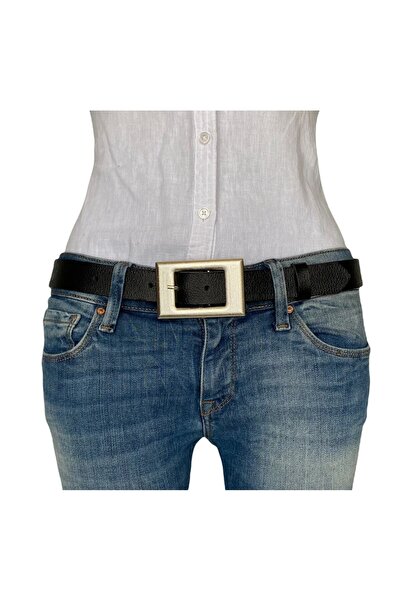 GoDeri Curea subțire neagră pentru femei 100% piele naturală, cu cataramă aurie, 3cm=3cm-kdn-29