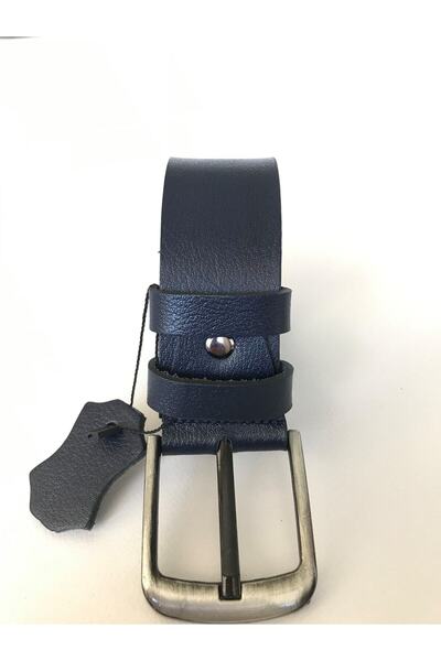 GoDeri Ζώνη τζιν 100% γνήσιο πολυτελές δέρμα Navy Blue = gkdk0003