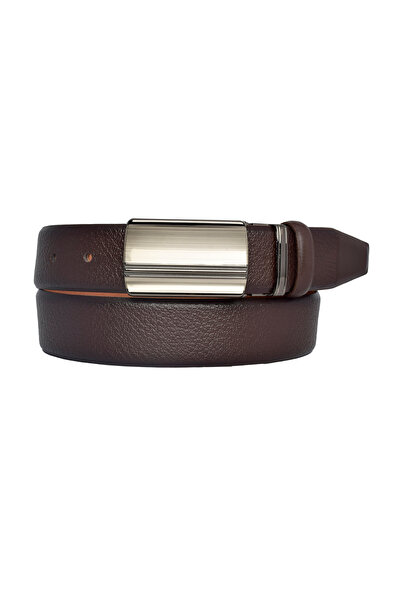 GoDeri 100% Genuine Leather, CLAMSHELL BUCKLE, Dark Brown Classic, Fabric PantsBelt 3.5 Cm_alt_ciz_koka_flo
