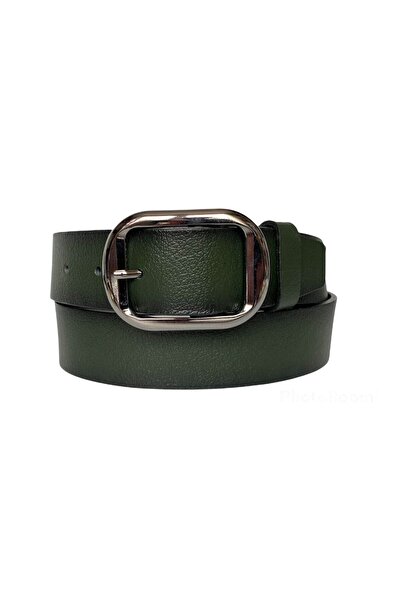 GoDeri 100% piele naturală, cu cataramă nichel neagră, curea de blugi pentru femei, verde, 4 cm=an-byn-23