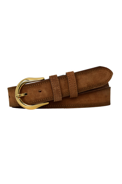 GoDeri 100% Military Leather, Women's Belt with Silver Offered 4 cm Suede Milk Cachepot Belt