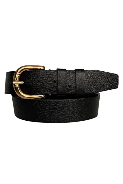 GoDeri 100% Genuine Leather, Black Women's Jeans Belt with Gold Buckle 4 Cm=a...