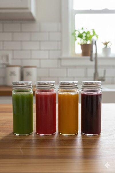 junibeliw 4Pcs 40ml Wide Mouth Desktop Mini Seasoning Jar Ginger Shot Glass Bottle with Metal Lid 4X40Ml