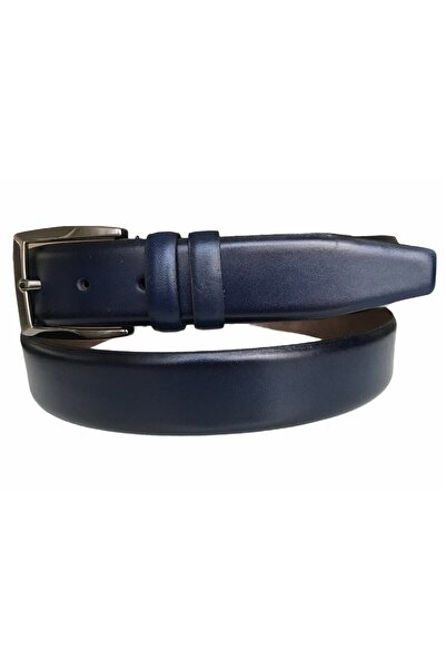 GoDeri Genuine Quality Leather Navy Blue Classic Fabric Trouser Belt 3.5 Cm=go-dk-kla