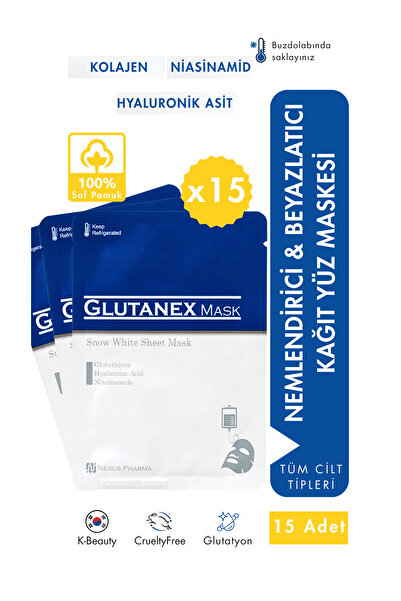 GLUTANEX 15li Snow White Aydınlatıcı Beyazlatıcı Nemlendirici Maske
