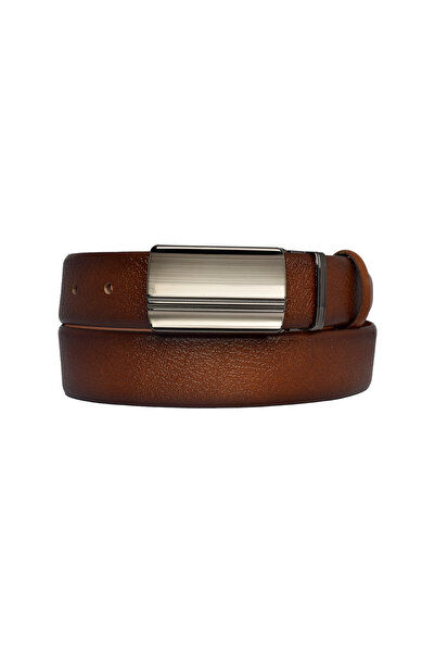 GoDeri 100% Genuine Leather, CLAMSHELL BUCKLE, brown Classic, Fabric Trouser Belt 3.5 cm